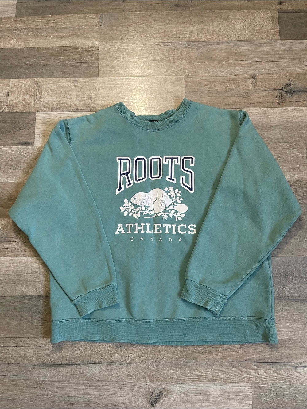 VTG Roots Athletics Canada Beaver Logo Crewneck Green Fits Like Medium